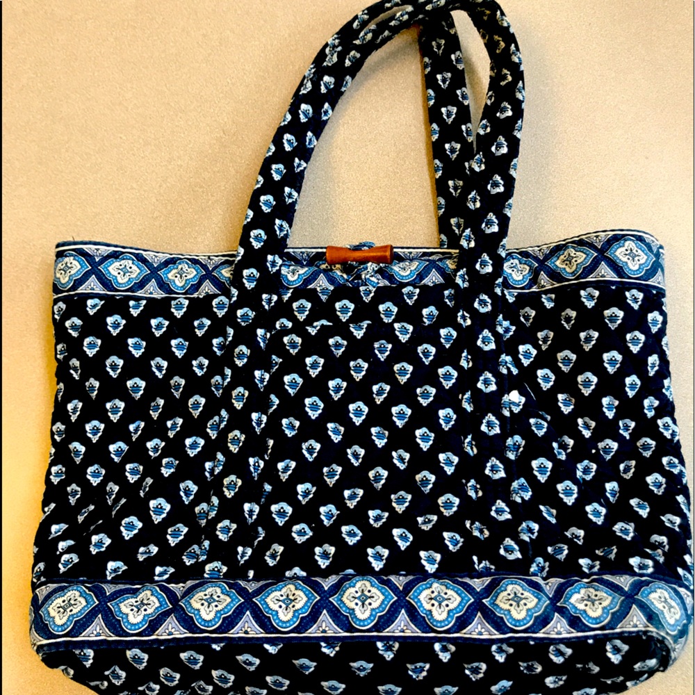 Vera Bradley handbag, navy, light blue and white